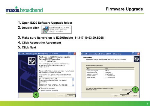 E220 Software and Firmware Upgrade - Maxis