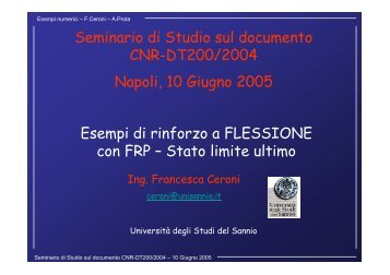 Esempi di rinforzo a FLESSIONE con FRP - UniversitÃ  degli Studi di ...