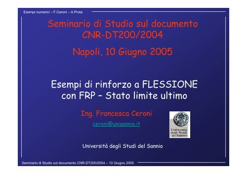 Esempi di rinforzo a FLESSIONE con FRP - UniversitÃ  degli Studi di ...