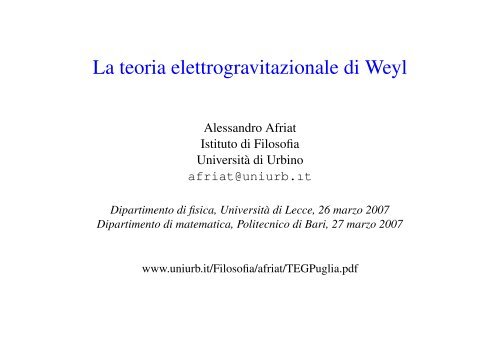 La teoria elettrogravitazionale di Weyl