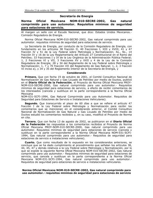 nom-010-secre-2002 - SecretarÃ­a de EnergÃ­a