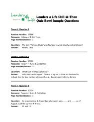 Leaders 4 Life Skill-A-Thon Quiz Bowl Sample Questions