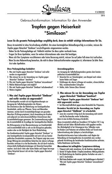 Tropfen gegen Heiserkeit "Similasan"