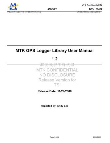 MTK GPS Logger Library User Manual - rigacci.org