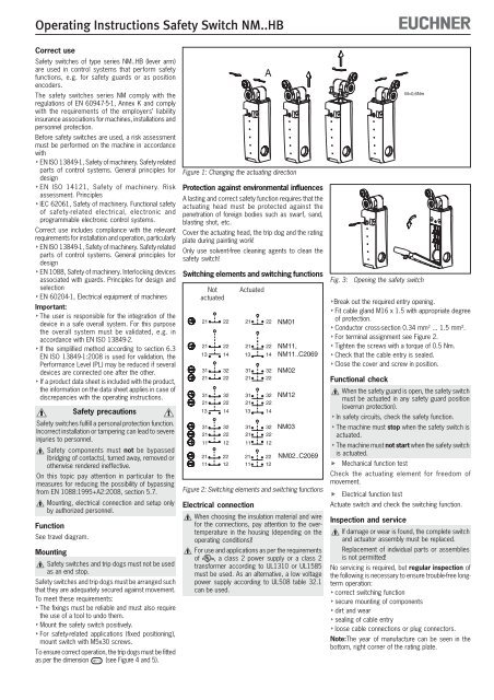 Betriebsanleitung Sicherheitsschalter NM..HB - EUCHNER GmbH + ...