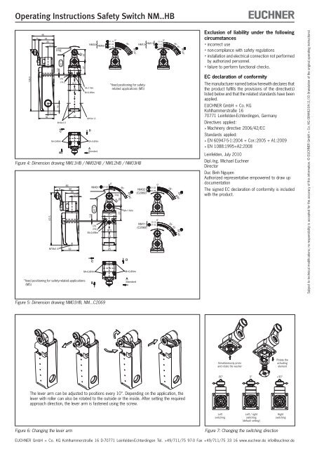 Betriebsanleitung Sicherheitsschalter NM..HB - EUCHNER GmbH + ...