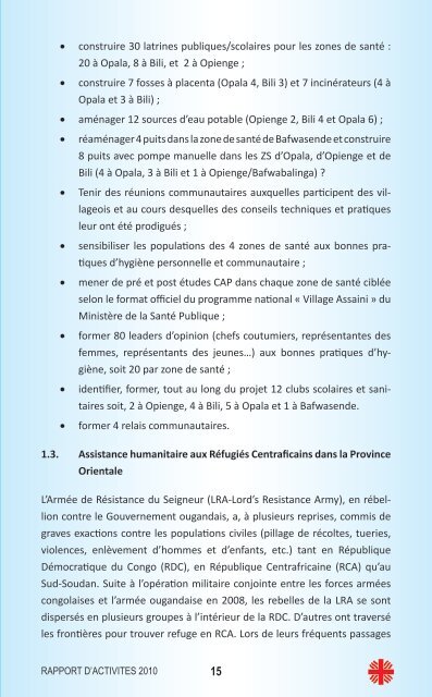 RAPPORT D'ACTIVITES 2010 - caritasdev.cd