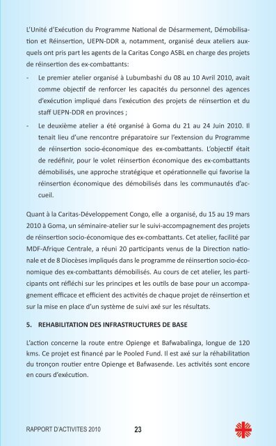 RAPPORT D'ACTIVITES 2010 - caritasdev.cd