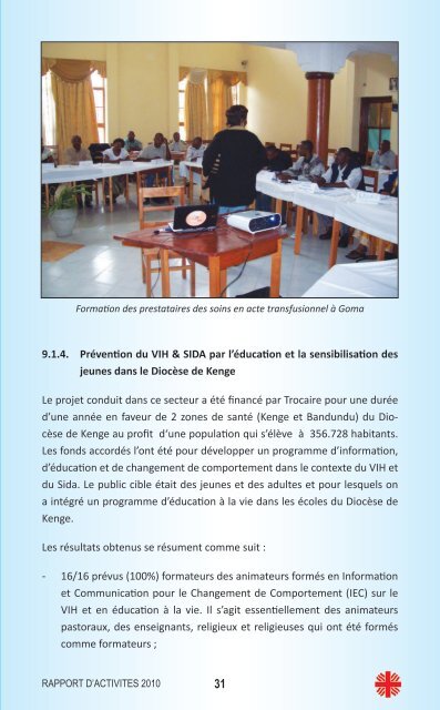 RAPPORT D'ACTIVITES 2010 - caritasdev.cd