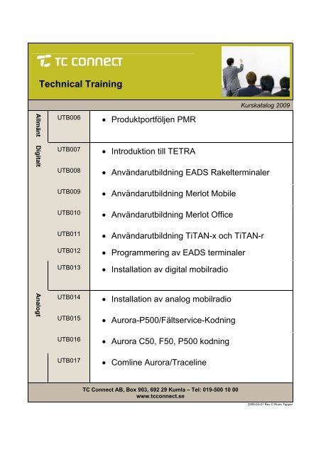 Ladda ner vår kurskatalog Rakel - TC Connect