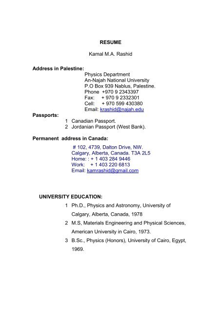 English Cv An Najah Blogs