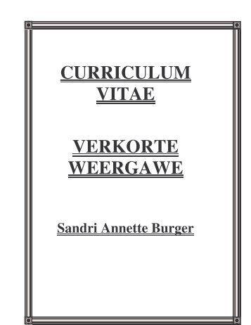 CURRICULUM VITAE VERKORTE WEERGAWE