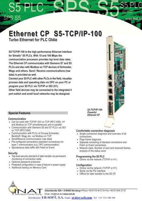 Ethernet CP S5-TCP/IP-100 - ER-Soft