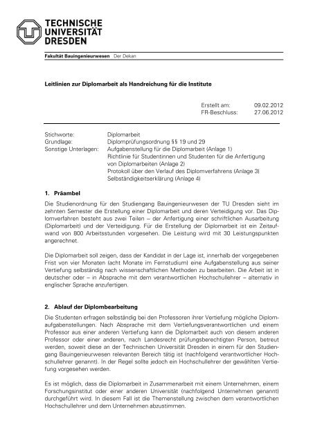 Leitlinien zur Diplomarbeit - Technische Universität Dresden
