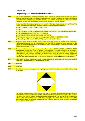 Chapter 3.4 Dangerous goods packed in limited quantities