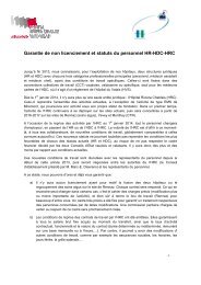 Garantie de non licenciement et statuts du personnel HR-HDC-HRC