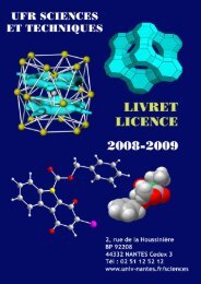 Livret de l'etudiant en licence Ã  l'UFR sciences et techniques Nantes ...