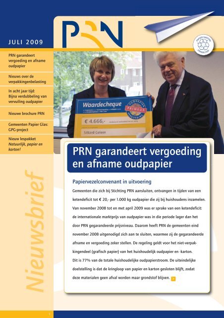 PRN Nieuwsbrief 2009 - Stichtingen Papier Recycling Nederland