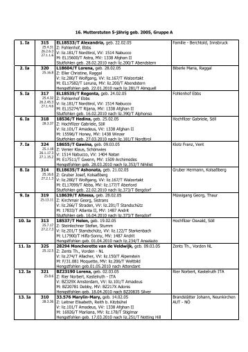 16. Mutterstuten 5-jährig geb. 2005, Gruppe A - Haflinger Tirol