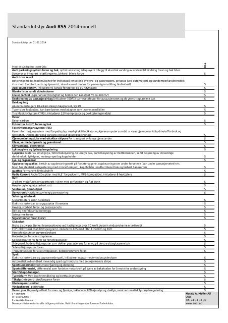 Prisliste Audi A5/S5 2014-modell