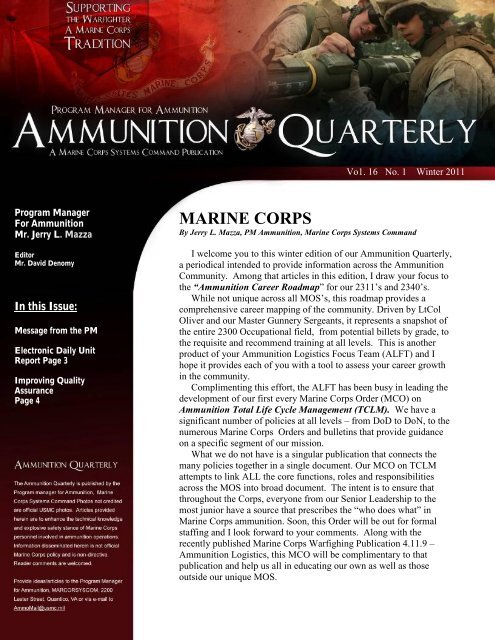 Volume 16, No. 1 Winter 2011 - Marine Corps Systems Command