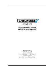 CheckSum Analyst ems Instruction Manual