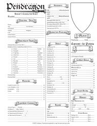 Pendragon 5th Edition Character Sheet