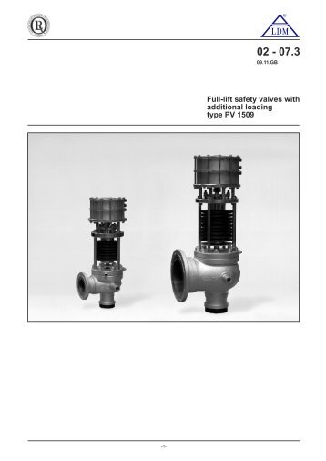 Full-lift safety valves with additional loading type PV 1509