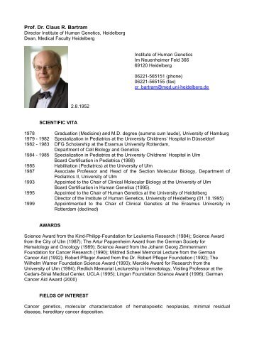 Prof. Dr. Claus R. Bartram