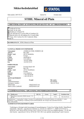 Sikkerhedsdatablad STIHL Mineral oil Plain - STIHL.com