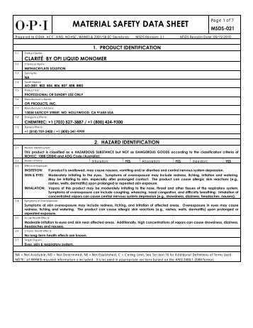 MATERIAL SAFETY DATA SHEET - Nailsupplies.us