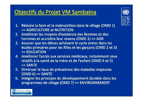 PNUD Village de millenaire - Groupement SRI Madagascar