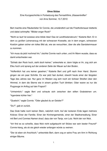 Ohne Sta Tze Eine Kurzgeschichte In Fortsetzung Des Arne Sommer