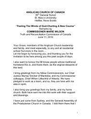 Remarks by Commissioner Marie Wilson to the Anglican Church of ...