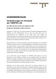 Veränderungen im Vorstand der TWINTEC AG