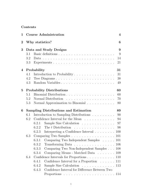 Course Notes - Department of Mathematics and Statistics