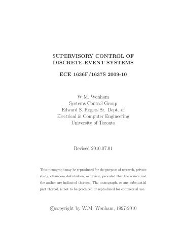 Supervisory Control of Discrete-Event Systems - Systems Engineering