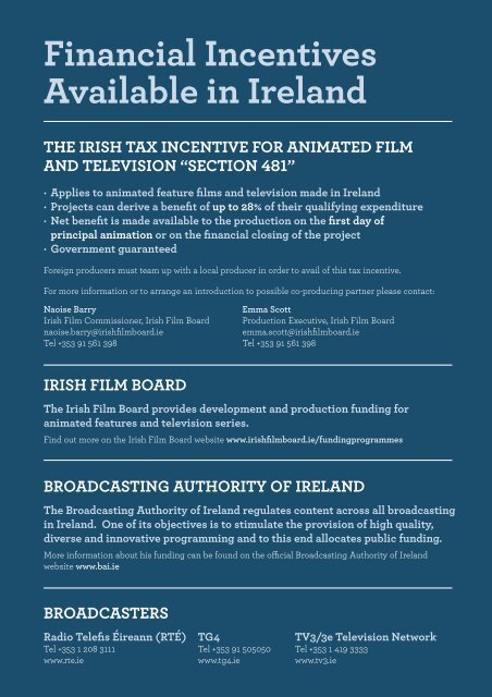 Animated in Ireland Brochure 2012 - Irish Film Board