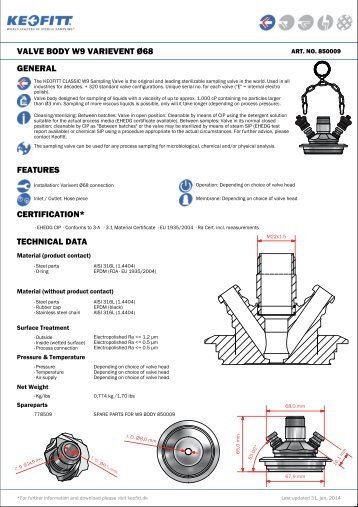 valve body w9 type varivent Ã¸68 general features ... - Keofitt