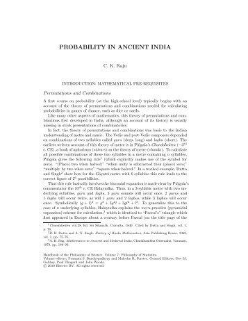 PROBABILITY IN ANCIENT INDIA - CK Raju