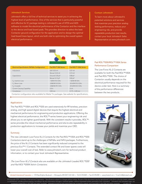 Contacting Solutions for Reliable, Repeatable Test ... - Johnstech