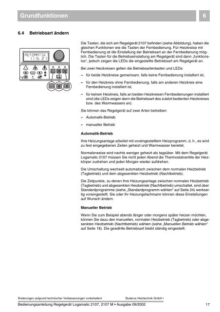 Bedienungsanleitung - World of Heating