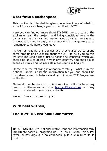 National Profile - ICYE