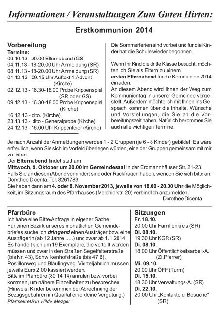 Informationen / Veranstaltungen Zum Guten Hirten - Sankt Antonius ...