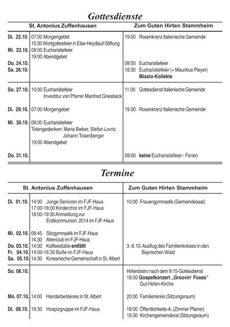 Informationen / Veranstaltungen Zum Guten Hirten - Sankt Antonius ...