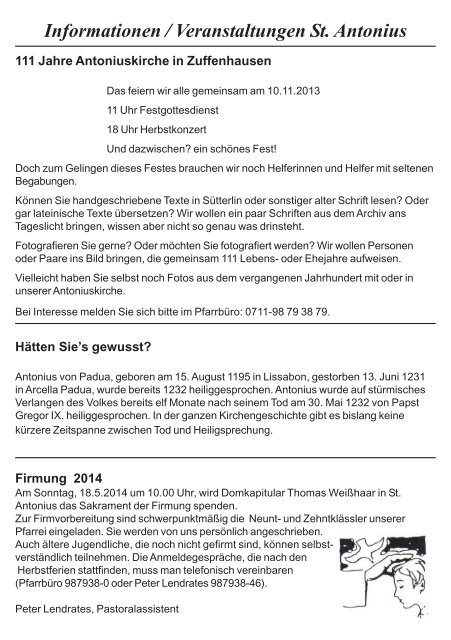 Informationen / Veranstaltungen Zum Guten Hirten - Sankt Antonius ...