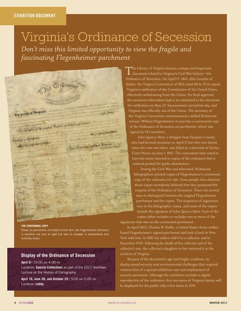 UNION OR SECESSION: VIRGINIANS DECIDE - Library of Virginia ...