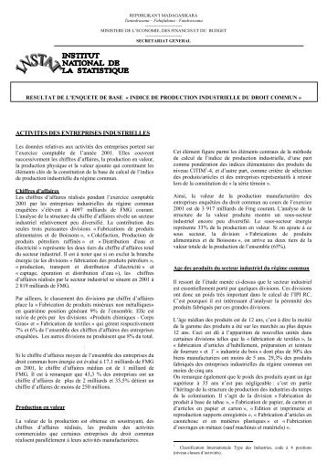 154 ko - Institut national de la statistique malgache (INSTAT)