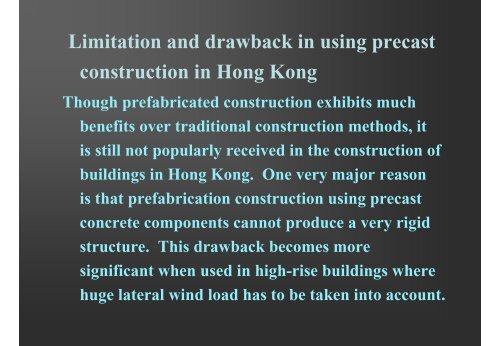 7.2 Prefabricated Construction Systems adopted in Hong Kong