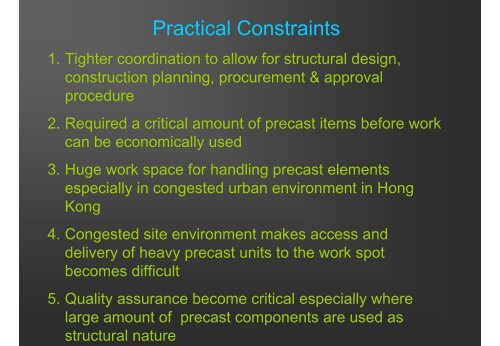 7.2 Prefabricated Construction Systems adopted in Hong Kong